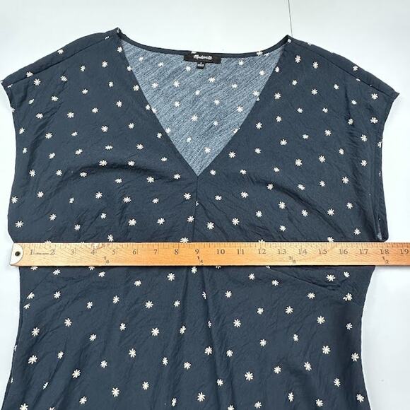 Madewell Top Womens 8 Navy Ditsy Floral V Neck Cap Sleeve Romantic Feminine - Picture 9 of 12